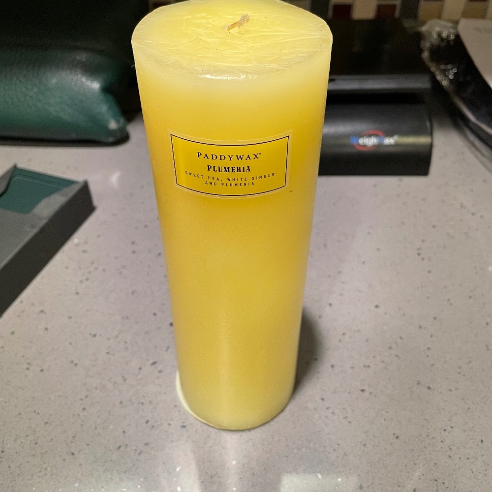 Tall Paddywax Plumeria pillar candle